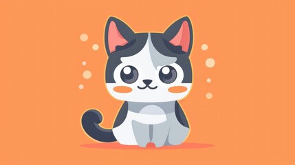 Adorable cat icon animal character vector illustration, perfect for playful designs and pet-themed projects.