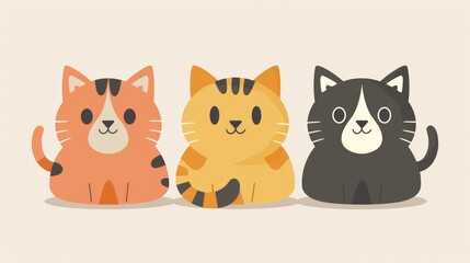 Fototapeta premium Charming cat icon character vector illustration, perfect for cute and whimsical design needs.