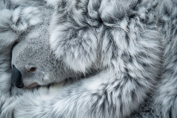 Close-Up of Adorable Sleeping Koala in Natural Habitat - Cute Furry Australian Wildlife
