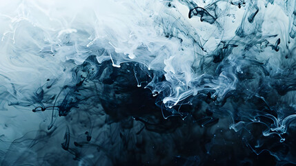 Obraz premium Abstract image of blue ink swirling and diffusing in water, creating dynamic and fluid patterns against a light background.