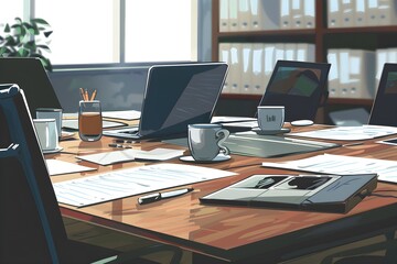 Modern Office Meeting Desk Scene