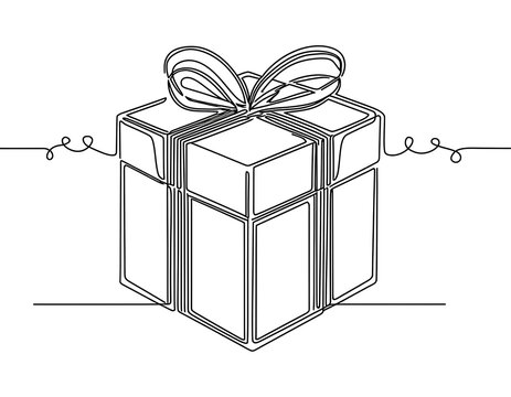 recommend clip art:  One-Line Gift Box Illustration- A continuous line art drawing of a gift box with a ribbon, _1(315)