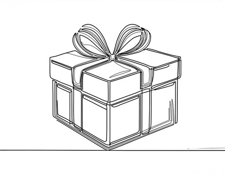 recommend clip art:  One-Line Gift Box Illustration- A continuous line art drawing of a gift box with a ribbon, _1(316)