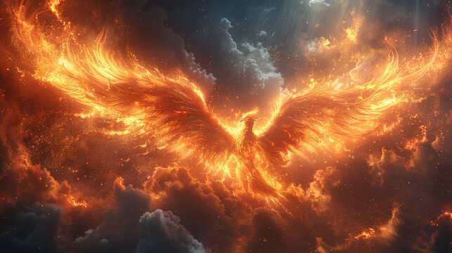 Fire burning Phoenix Bird. phoenix in fire