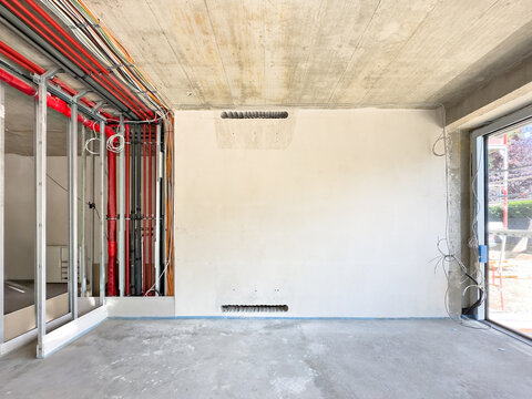 Interior construction building site and electrical installation
