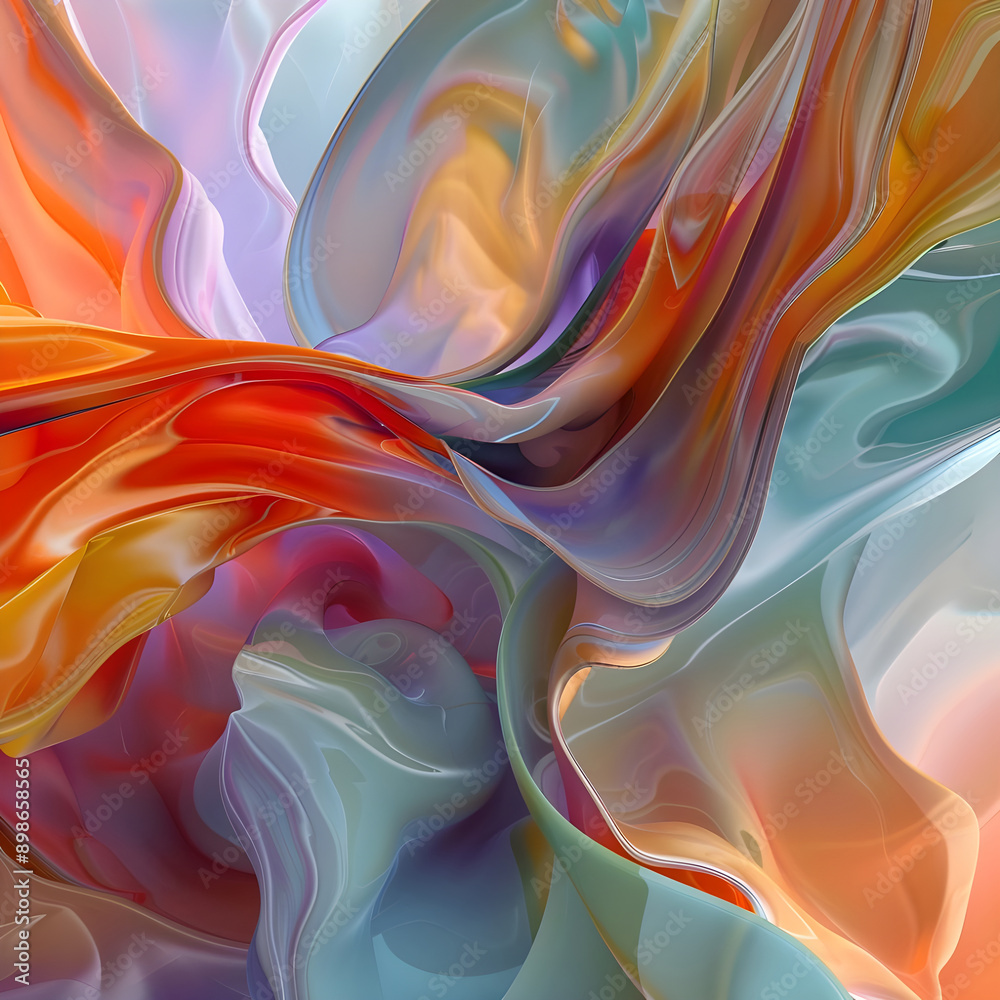 Aufkleber Dynamic and vibrant abstract art featuring flowing colorful fluid patterns, creating a mesmerizing and lively visual display.
