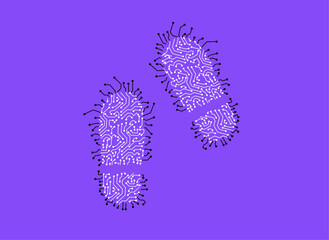Digital footprint circuit global binary illustration