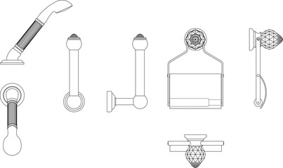Bathroom Accessories design detail image vector silhouette illustration sketch