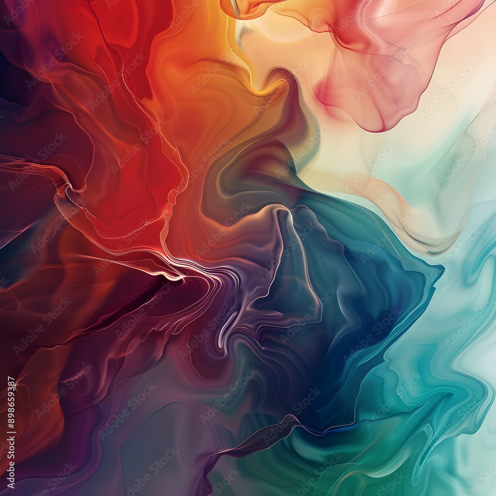 Poster Abstract image showcasing vibrant swirling patterns in rich colors, blending seamlessly to create a dynamic and mesmerizing visual effect.
