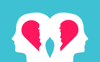 Heartbreak and separation of two people illustration
