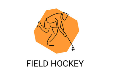 field hockey sport vector line icon. an athlete playing field hockey. sport pictogram, vector illustration.