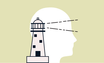 Vision perspective lighthouse concept illustration