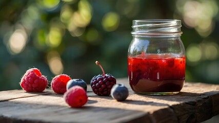 strawberry jam in a glass jar