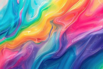 Obraz premium abstract fluid background with vibrant rainbow gradient smooth blending of colors dynamic swirls and patterns digital art style with glossy finish