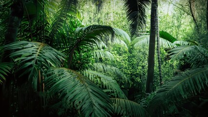 green foliage in a tropical jungle