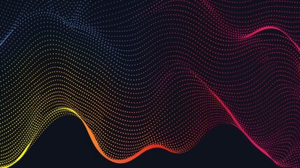 Vibrant wavy lines created by halftone patterns, ideal for contemporary and tech inspired designs