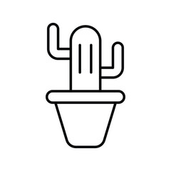 cactus plant line icon with white background vector stock illustration