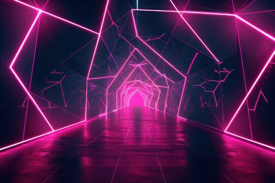 trone - style digital background, neon-punk geometric space with perspective and power lines going througn digital polygonal space