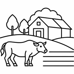 bull farm Vector