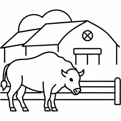 bull farm Vector