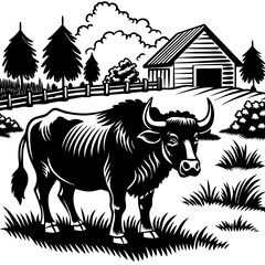 bull farm Vector