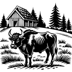 bull farm Vector
