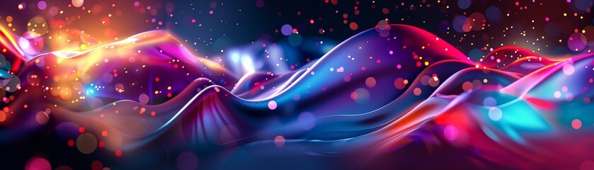 Fototapeta premium Abstract geometric shapes with neon colors, dynamic energy, futuristic designHighly detailed , 8K