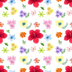 Beautiful and shine, a set of flowers in white background , seamless pattern 