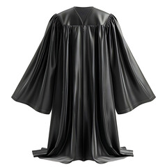 High-resolution image of a black graduation gown isolated on transparency PNG background, perfect for academic or graduation-themed designs and projects.