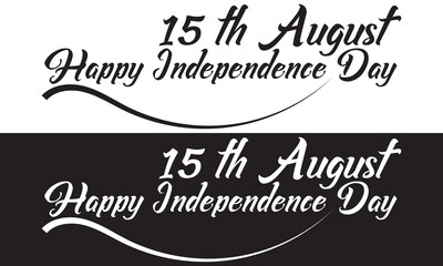Happy Independence Day Typography. Hand drawn modern vector calligraphy. Simple inscription with swashes, wavy lettering text. 15 August Tricolor Indian Independence Day . vector illustration. EPS 10