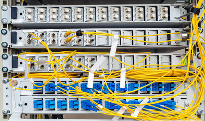 fiber optic equipment inside a network infrastructure, active and passive.
