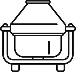 Concrete mixer standing on metal legs is ready for construction works and building industry