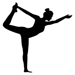 black vector silhouette of a gymnast in a one leg stand