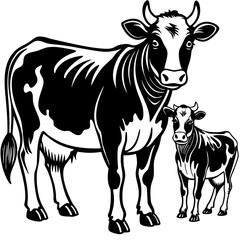 Fototapeta premium baby cow with mother cow Vector