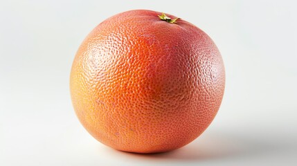 Close-up of a juicy, vibrant grapefruit with a textured peel, showcasing its freshness and bright color on a neutral background.