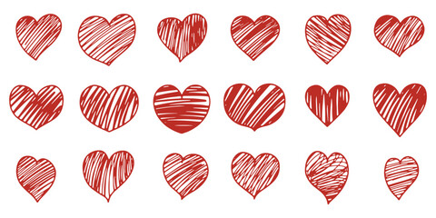 Set of hand drawn doodle heart. Vector illustration