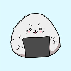 cute smiling onigiri rice ball character
