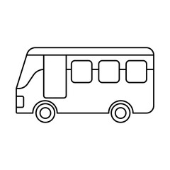 Bus black and white flat vector icon design on white background. Bus clip art and symbol
