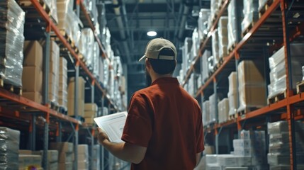 The Warehouse Worker Checking Inventory