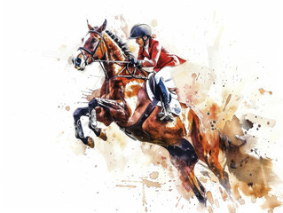 Fototapeta premium Equestrian Show Jumping Painting
