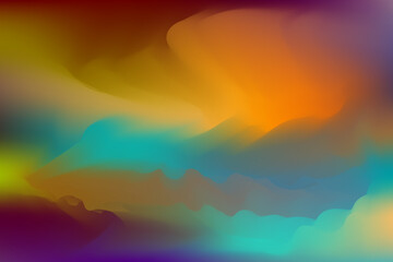 Retro grainy gradient background noise texture effect summer poster design orange teal green pink abstract wave pattern