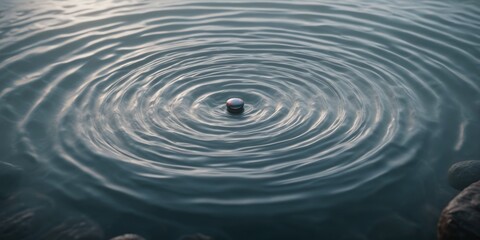 gentle ripples spreading outward from a central point, stone tossed into water. calmness, relax