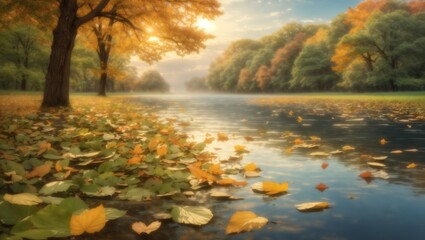  A serene moment in nature where every element, from the whispering breeze to the rustling leaves, creates a symphony of peace