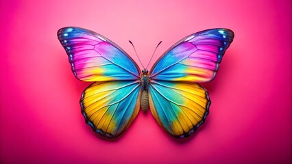 Fototapeta premium A Colorful Butterfly on a Pink Background, vibrant , butterfly , macro , wings