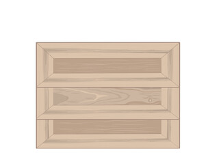 Wooden shelves on a white background.