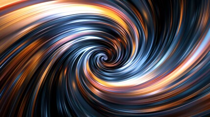 Fototapeta premium Swirling abstract background with vortex effect and light trails in orange and blue hues