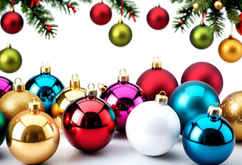 assortment christmas balls white background high resolution high details vibrant