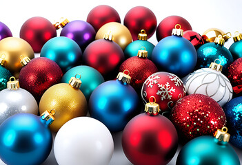 assortment christmas balls white background high resolution high details vibrant