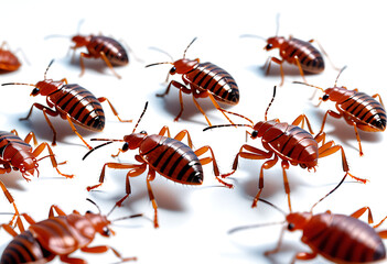 bed bugs white background high resolution high details vibrant
