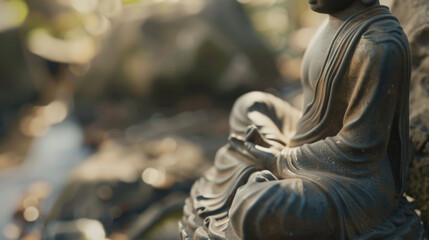 Serene Buddha Statue in Tranquil Garden